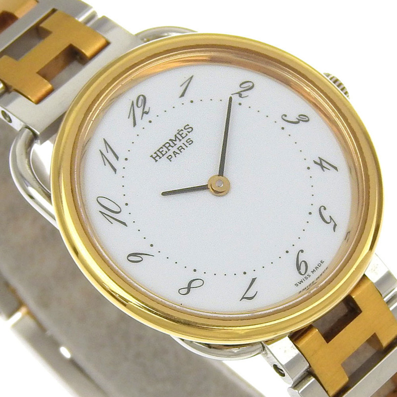 愛馬仕 Arceau 女士不鏽鋼石英腕錶，指針式顯示，白色錶盤-2