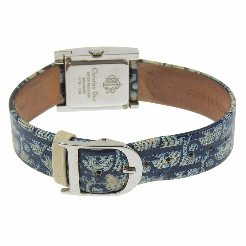 Dior Maris腕錶D78-109，不鏽鋼和皮革錶殼，石英機芯，指針式顯示，白色貝殼錶盤，女士款-3