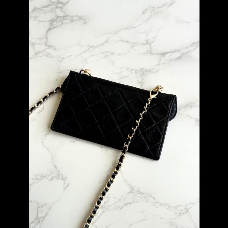 【LA LUNE】中古包 Chanel黑色小羊皮革包 長夾 斜背包 單肩包 側背包 二手包-1