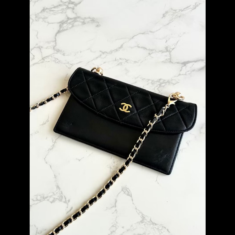 【LA LUNE】中古包 Chanel黑色小羊皮革包 長夾 斜背包 單肩包 側背包 二手包-2