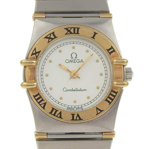 歐米茄星座系列迷你女士腕錶，不鏽鋼錶殼，石英機芯，指針式顯示，白色錶盤