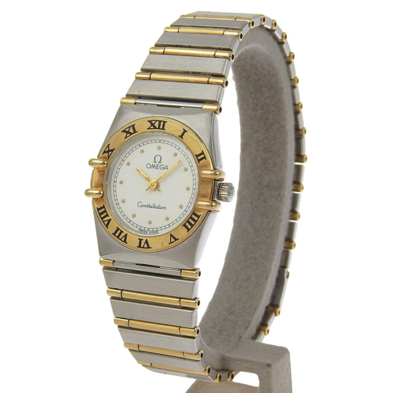 歐米茄星座系列迷你女士腕錶，不鏽鋼錶殼，石英機芯，指針式顯示，白色錶盤-1