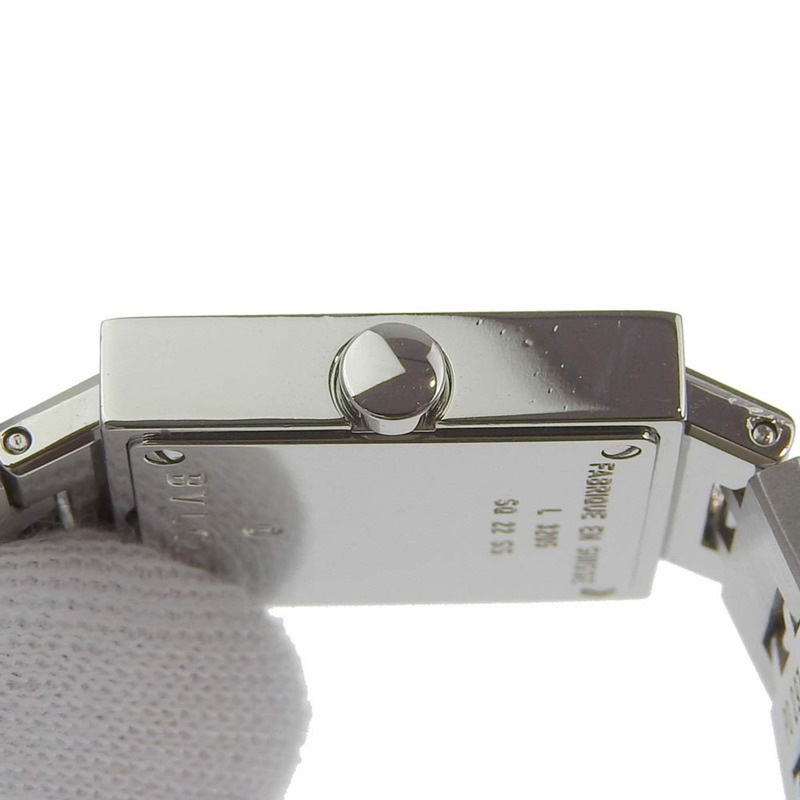 寶格麗 Quadrado SQ22SS 女士精鋼石英腕錶，指針式顯示，黑色錶盤-6