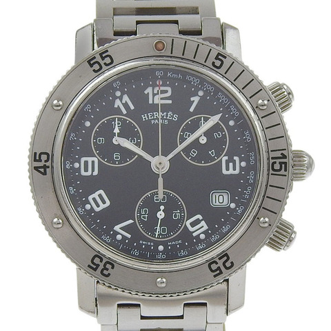 愛馬仕 Clipper CL2.910 精鋼石英計時腕錶，黑色錶盤，男士款