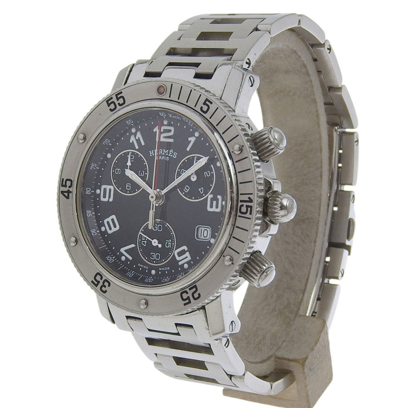 愛馬仕 Clipper CL2.910 精鋼石英計時腕錶，黑色錶盤，男士款-1