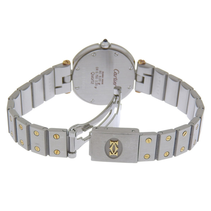 卡地亞 Santos Vendome 腕錶，859 型機芯，不鏽鋼和 18K 黃金材質，石英機芯，模擬顯示，灰色錶盤，女士款。-3