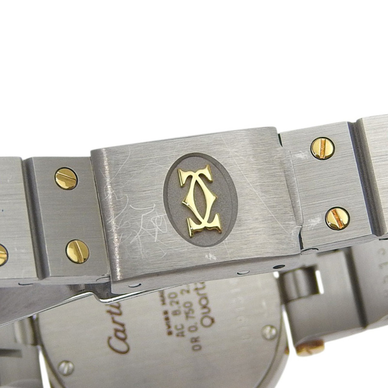 卡地亞 Santos Vendome 腕錶，859 型機芯，不鏽鋼和 18K 黃金材質，石英機芯，模擬顯示，灰色錶盤，女士款。-6