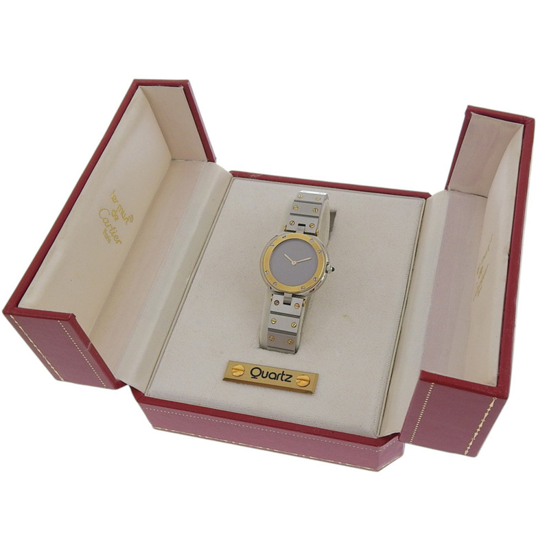 卡地亞 Santos Vendome 腕錶，859 型機芯，不鏽鋼和 18K 黃金材質，石英機芯，模擬顯示，灰色錶盤，女士款。-7