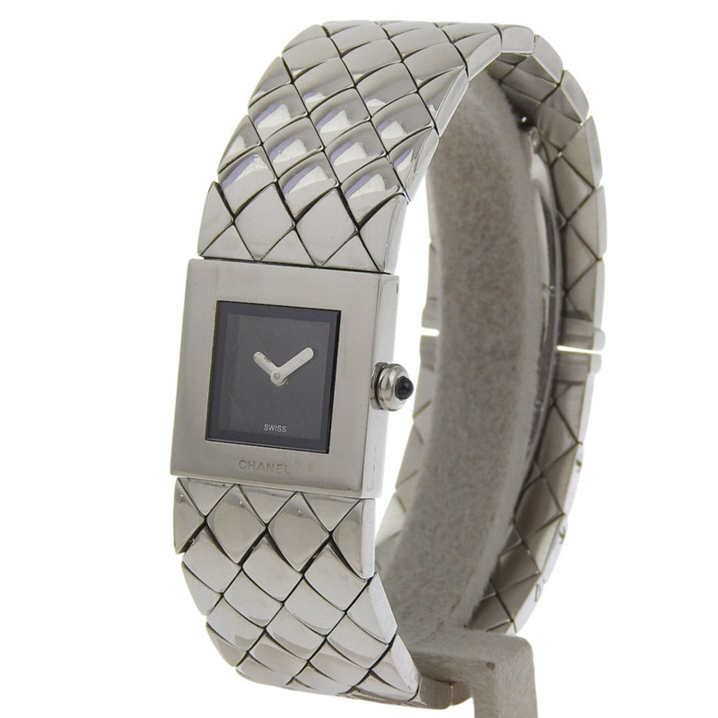 香奈兒 Matelasse H0009 女士腕錶，不鏽鋼錶殼，石英機芯，指針式顯示，黑色錶盤-1