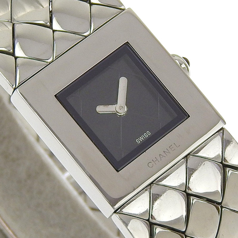 香奈兒 Matelasse H0009 女士腕錶，不鏽鋼錶殼，石英機芯，指針式顯示，黑色錶盤-2