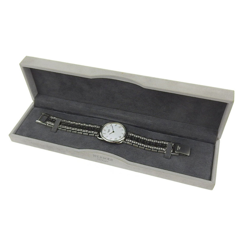 愛馬仕 Arceau 男士不鏽鋼石英腕錶，指針式顯示，白色錶盤-8