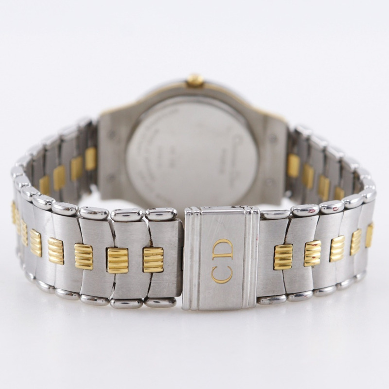 Christian Dior 45.146 鍍金不鏽鋼石英指針式男錶，白色錶盤-4