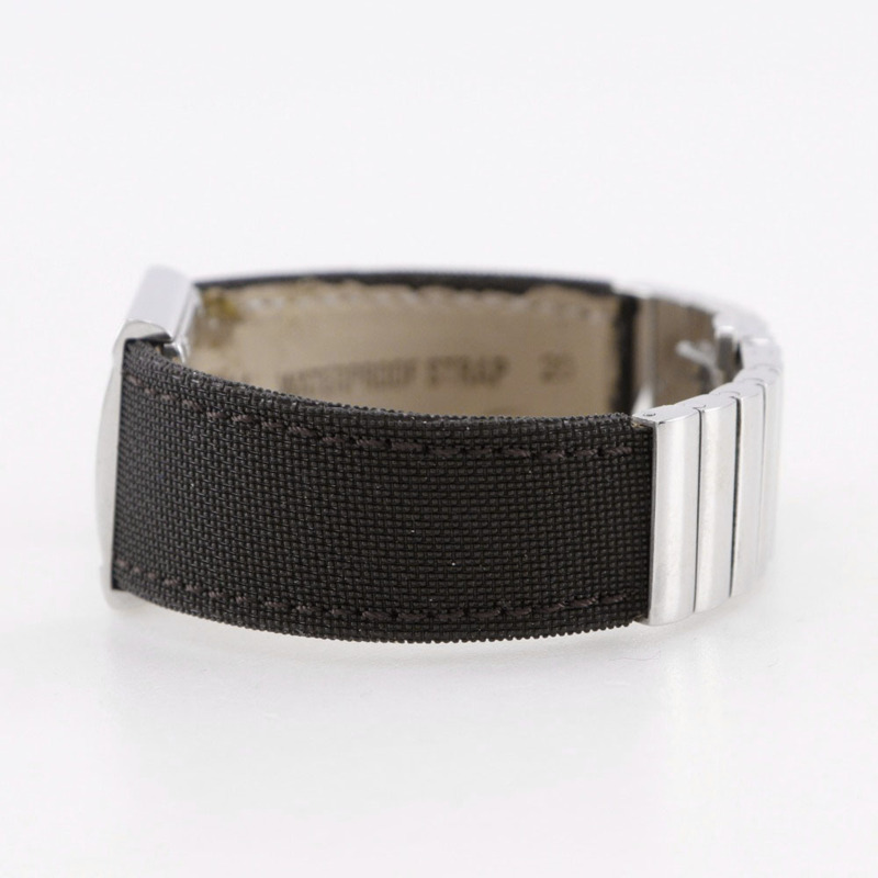 Christian Dior Riva D80-100 女士腕錶，不鏽鋼和帆布錶殼，石英機芯，指針式顯示，銀色錶盤-3