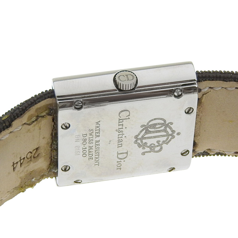 Christian Dior Riva D80-100 女士腕錶，不鏽鋼和帆布錶殼，石英機芯，指針式顯示，銀色錶盤-5