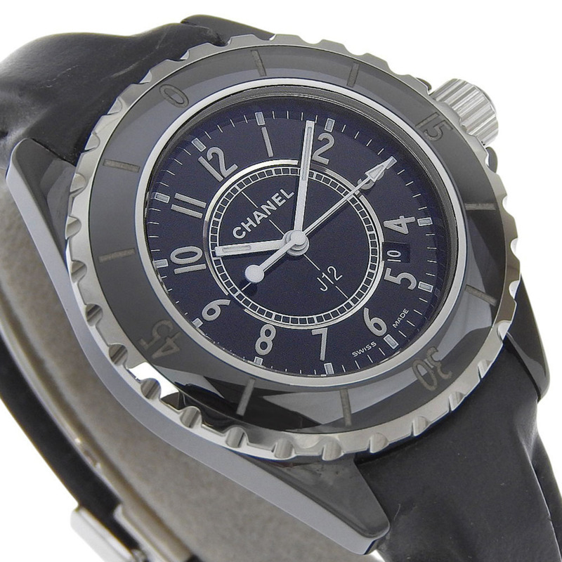 香奈兒 J12 腕錶 H0680 陶瓷和皮革錶帶 石英指針式顯示 黑色錶盤 女士腕錶-2