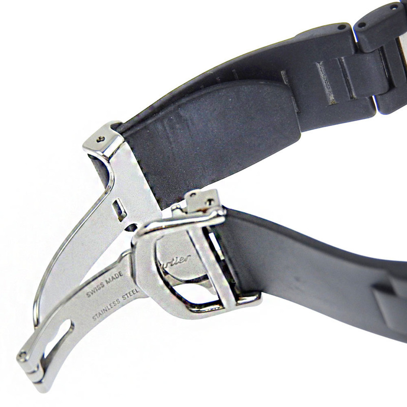 卡地亞 Chronoscaph Must 21 W10198U2 女士精鋼及橡膠石英計時腕錶，黑色錶盤-6