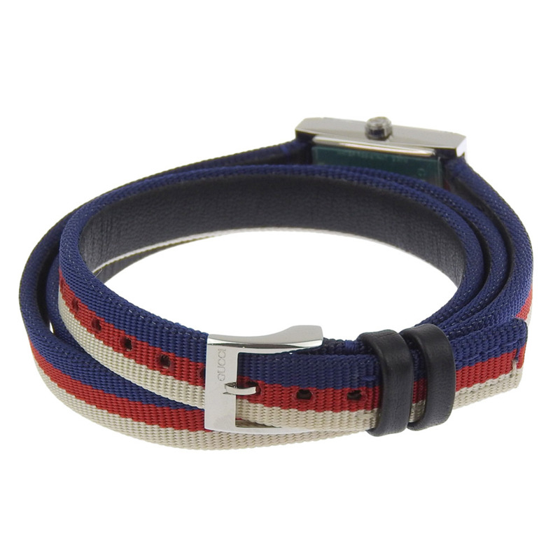Gucci G Frame Tricolore 女士腕錶 YA147502/147.5 不鏽鋼帆布錶殼石英模擬顯示多色錶盤-4