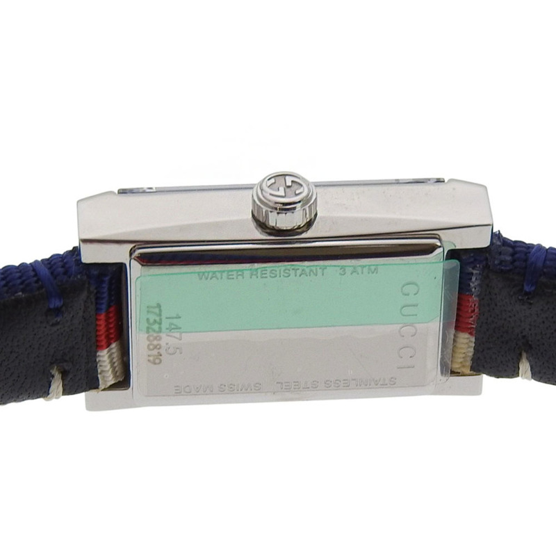 Gucci G Frame Tricolore 女士腕錶 YA147502/147.5 不鏽鋼帆布錶殼石英模擬顯示多色錶盤-5