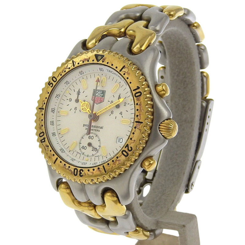 TAG HEUER 豪雅 CG1120-0 男款石英計時腕錶，不鏽鋼錶殼，鍍金錶殼，白色錶盤-1