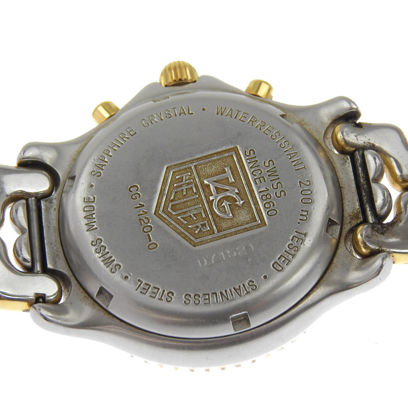 TAG HEUER 豪雅 CG1120-0 男款石英計時腕錶，不鏽鋼錶殼，鍍金錶殼，白色錶盤-5