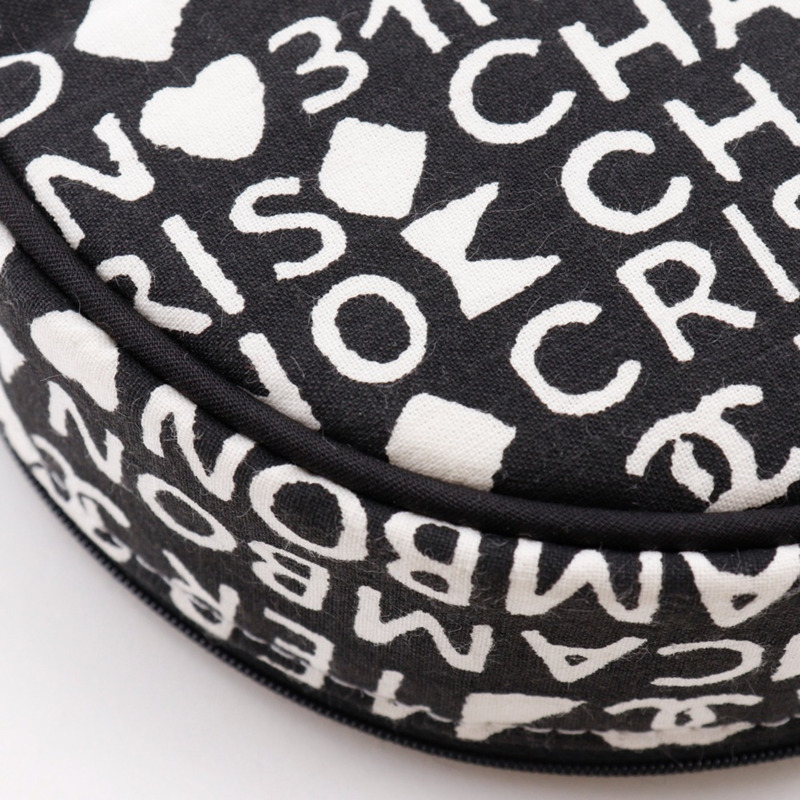 香奈兒 31rue Cambon 化妝包，新穎款，棉質，黑色，拉鍊，女士-3