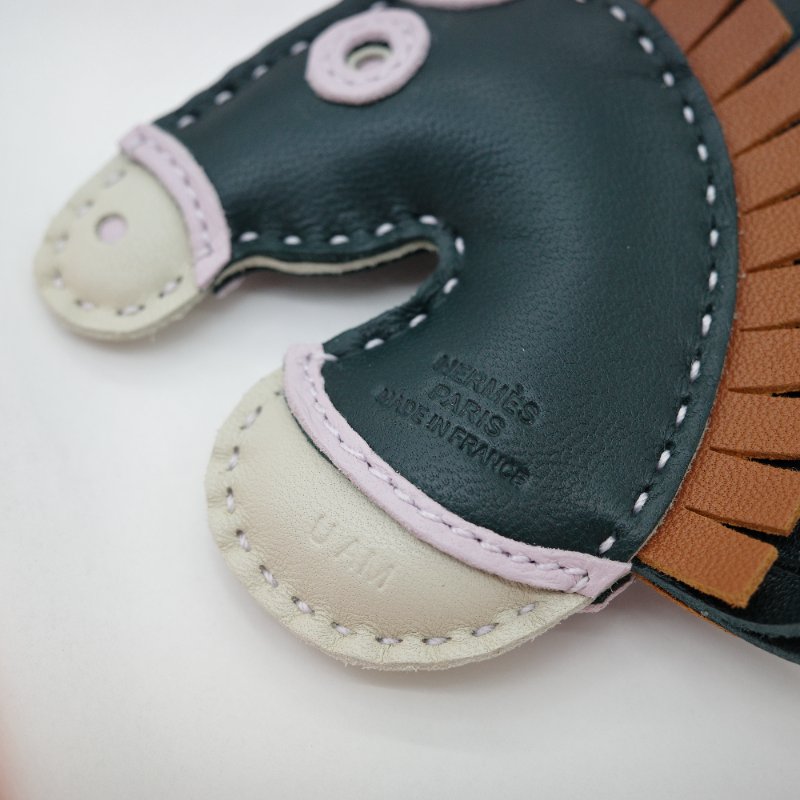 HERMES 愛馬仕 小羊皮 U刻 Geegee深藍 馬頭 包包掛件吊飾-1