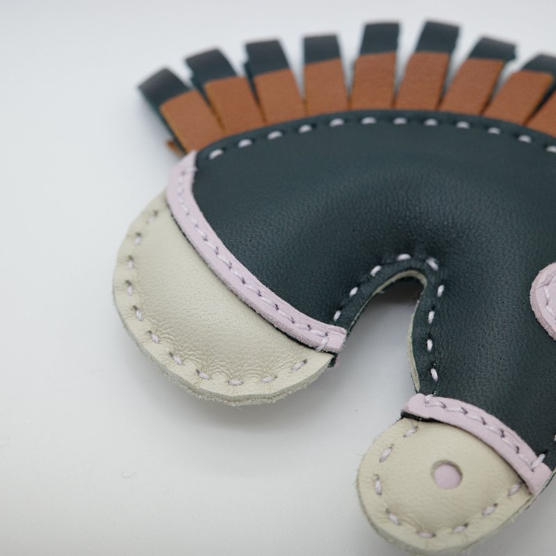 HERMES 愛馬仕 小羊皮 U刻 Geegee深藍 馬頭 包包掛件吊飾-7