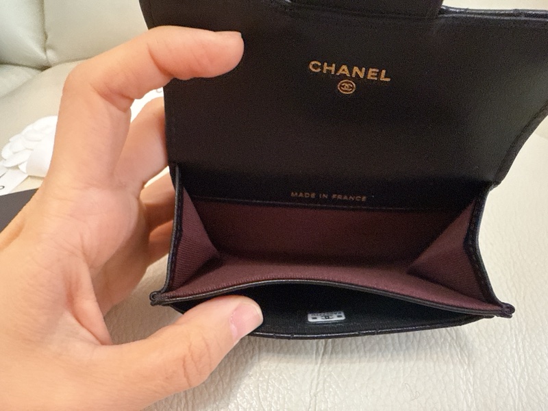 全新 Chanel CF單層卡包 黑色金釦 羊皮 膜未撕 零錢包 卡包-3