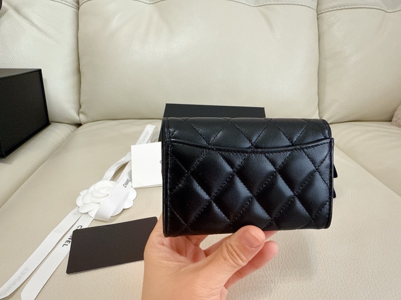 全新 Chanel CF單層卡包 黑色金釦 羊皮 膜未撕 零錢包 卡包-7