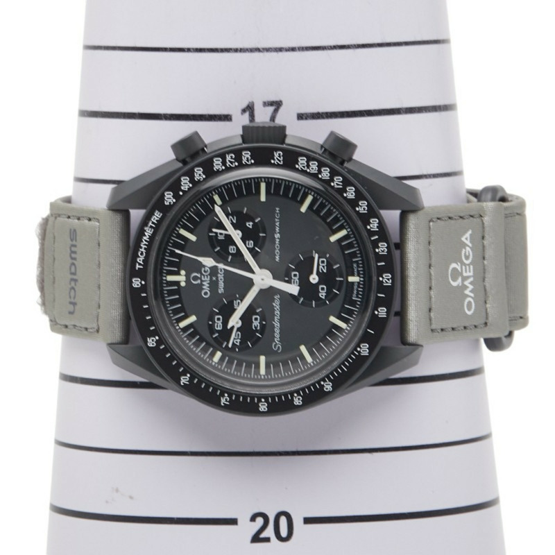 歐米茄 x Swatch 月球水星任務腕錶 SO33A100 石英機芯 灰色錶盤 陶瓷尼龍錶帶 男士腕錶-6