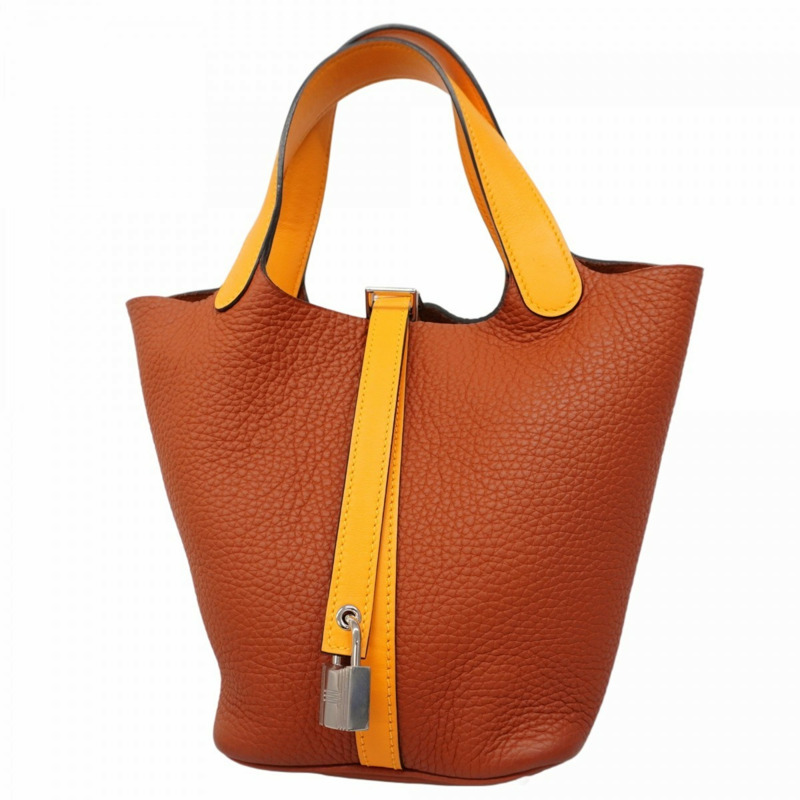 愛馬仕 Hermès Picotin Lock Touch 18 女士手提包，Swift Taurillon Cuivre Jaune D'or 皮革，飾有 X 標誌-0