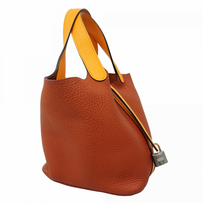 愛馬仕 Hermès Picotin Lock Touch 18 女士手提包，Swift Taurillon Cuivre Jaune D'or 皮革，飾有 X 標誌-1