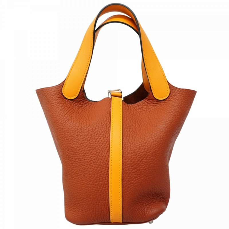 愛馬仕 Hermès Picotin Lock Touch 18 女士手提包，Swift Taurillon Cuivre Jaune D'or 皮革，飾有 X 標誌-7