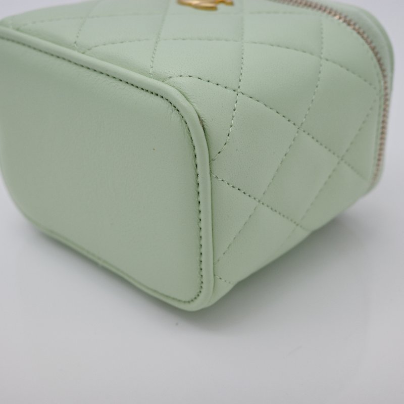 CHANEL 香奈兒 酪梨綠 羊皮 小金球 調節扣 方形小盒子 鏈條包-6