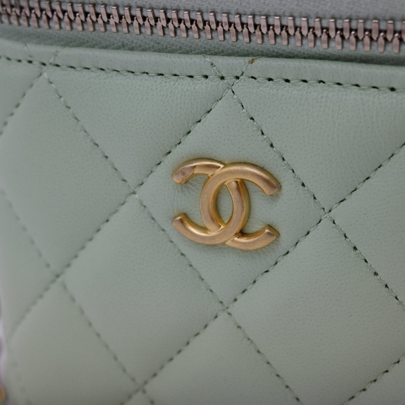 CHANEL 香奈兒 酪梨綠 羊皮 小金球 調節扣 方形小盒子 鏈條包-7