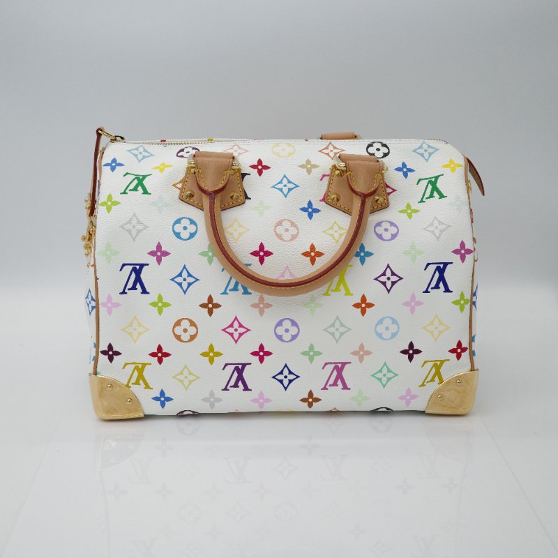絕美【收藏品級別♥️保存品】Louis Vuitton 路易威登 x 村上隆 Speedy 30  白三彩 PVC 帆布 手提包 波士頓包｜專櫃13萬-1