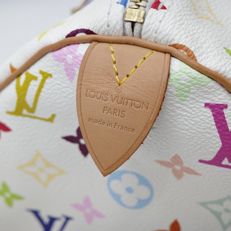 絕美【收藏品級別♥️保存品】Louis Vuitton 路易威登 x 村上隆 Speedy 30  白三彩 PVC 帆布 手提包 波士頓包｜專櫃13萬-6