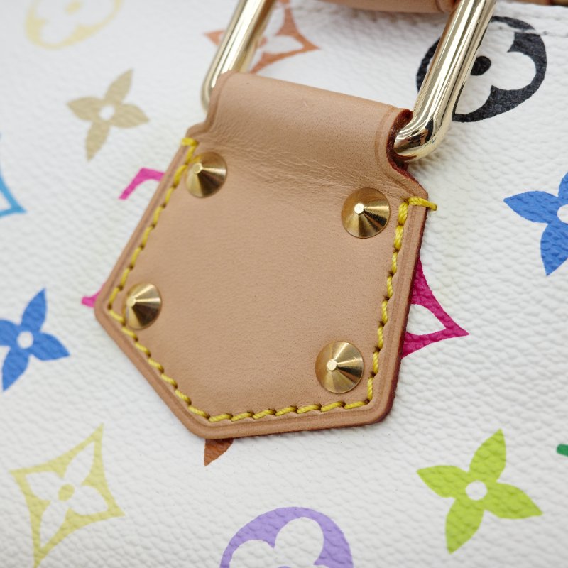 絕美【收藏品級別♥️保存品】Louis Vuitton 路易威登 x 村上隆 Speedy 30  白三彩 PVC 帆布 手提包 波士頓包｜專櫃13萬-9
