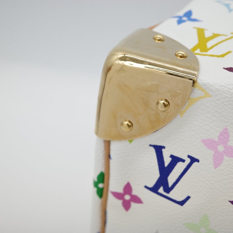 絕美【收藏品級別♥️保存品】Louis Vuitton 路易威登 x 村上隆 Speedy 30  白三彩 PVC 帆布 手提包 波士頓包｜專櫃13萬-11