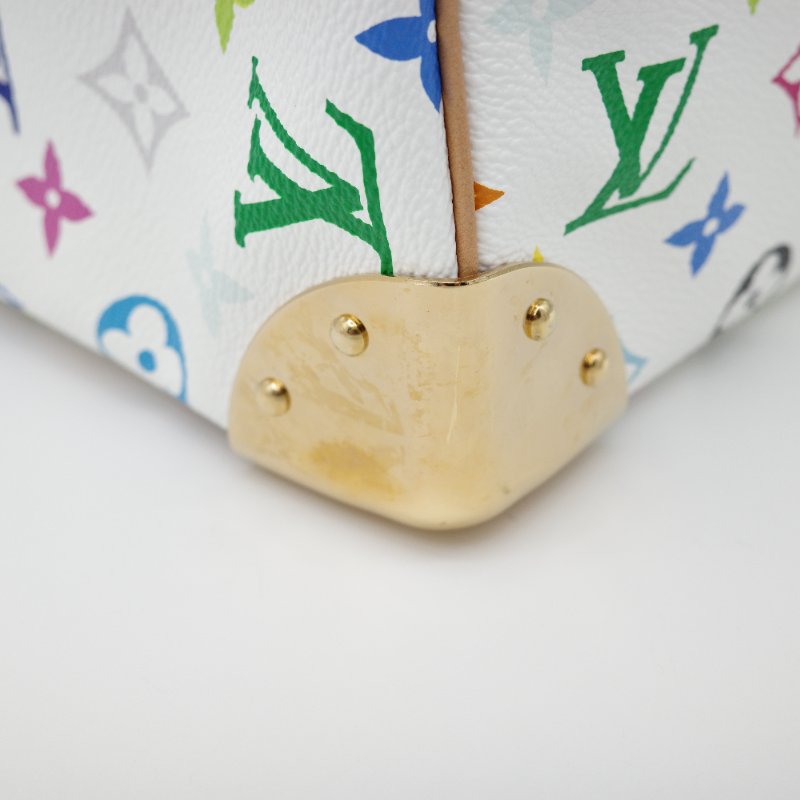 絕美【收藏品級別♥️保存品】Louis Vuitton 路易威登 x 村上隆 Speedy 30  白三彩 PVC 帆布 手提包 波士頓包｜專櫃13萬-12