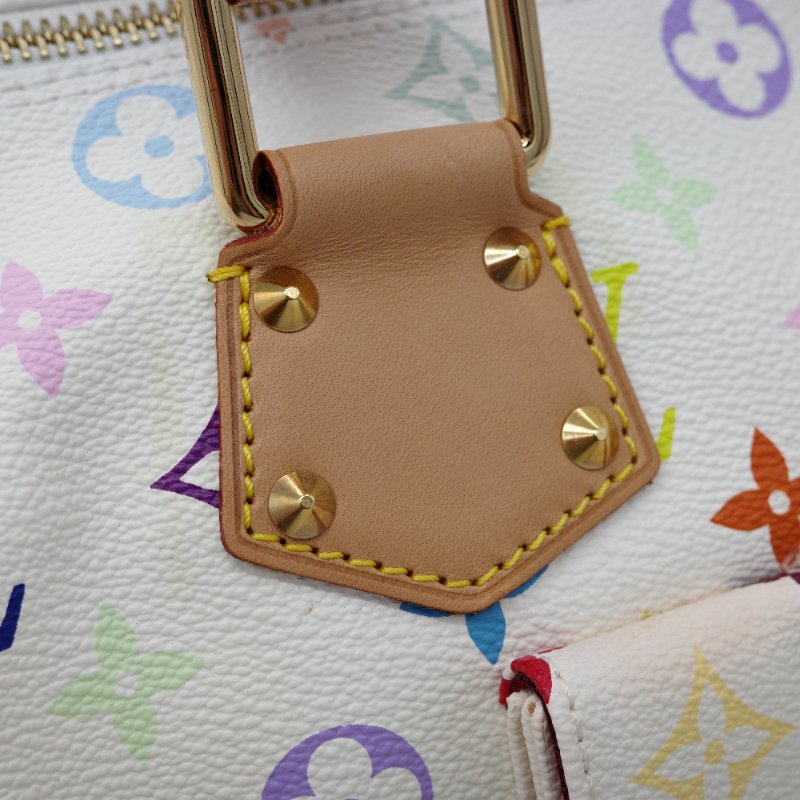 絕美【收藏品級別♥️保存品】Louis Vuitton 路易威登 x 村上隆 Speedy 30  白三彩 PVC 帆布 手提包 波士頓包｜專櫃13萬-14