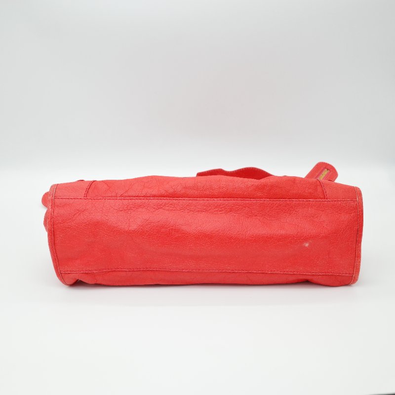 BALENCIAGA 巴黎世家 經典CITY橘紅色 金扣 機車包-2