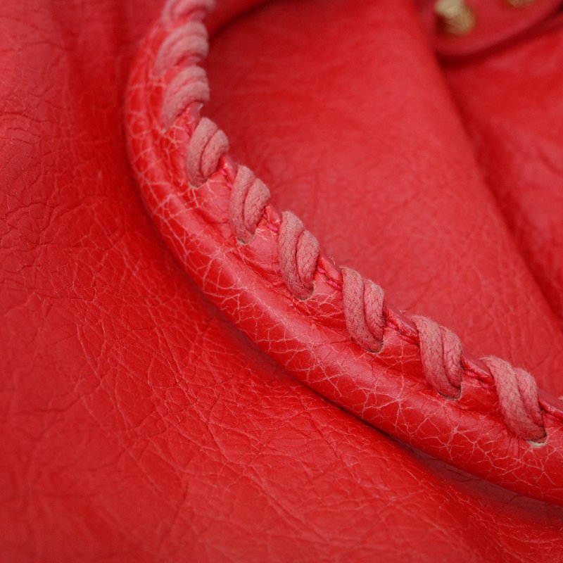 BALENCIAGA 巴黎世家 經典CITY橘紅色 金扣 機車包-7