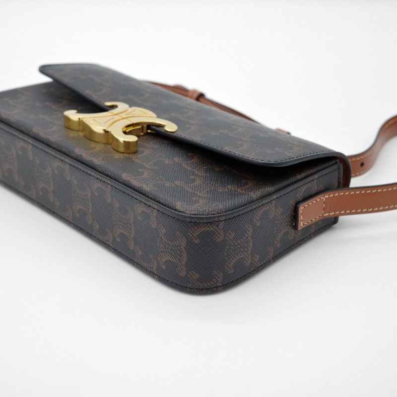 【超新🌟小編推薦】Celine 思琳 Triomphe  PVC 棕色花紋 棕色牛皮 腋下包 肩背包-3