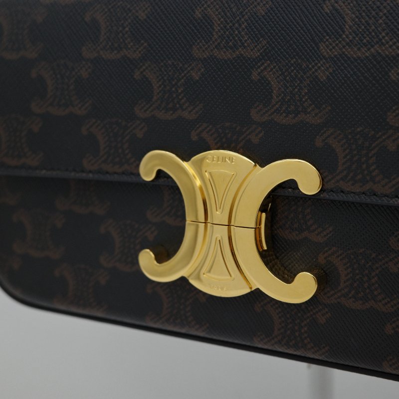【超新🌟小編推薦】Celine 思琳 Triomphe  PVC 棕色花紋 棕色牛皮 腋下包 肩背包-8