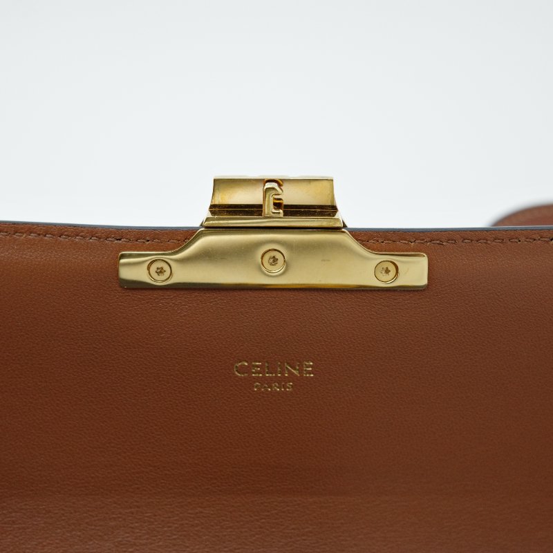 【超新🌟小編推薦】Celine 思琳 Triomphe  PVC 棕色花紋 棕色牛皮 腋下包 肩背包-5