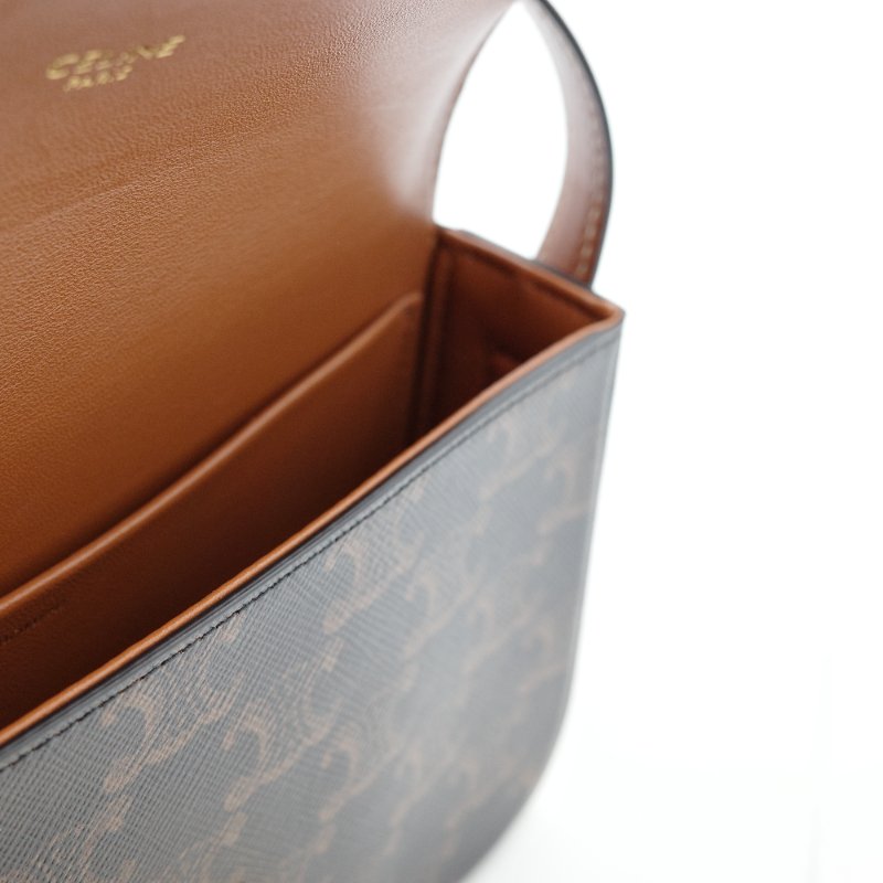 【超新🌟小編推薦】Celine 思琳 Triomphe  PVC 棕色花紋 棕色牛皮 腋下包 肩背包-7