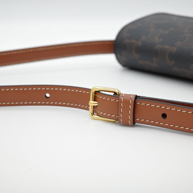 【超新🌟小編推薦】Celine 思琳 Triomphe  PVC 棕色花紋 棕色牛皮 腋下包 肩背包-10