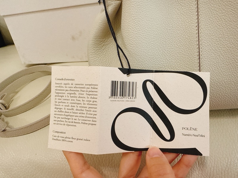 全新 法國輕奢 粉筆白polene number nine mini 可側背可手提-14