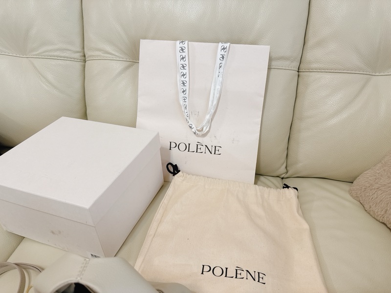 全新 法國輕奢 粉筆白polene number nine mini 可側背可手提-17